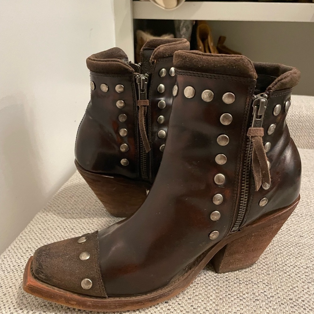 Studded Brown Ankle Boots